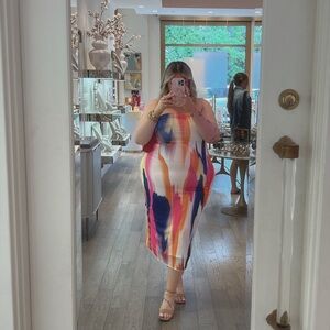 Plus size colorful dress strapless